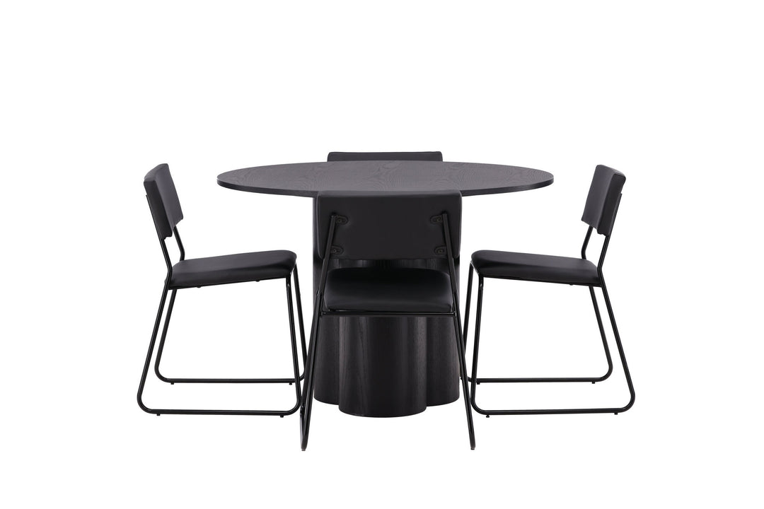 Venture Home OliviaDiningTable-Black/BlackVeneer+KenthChair-Black/BlackPU_4