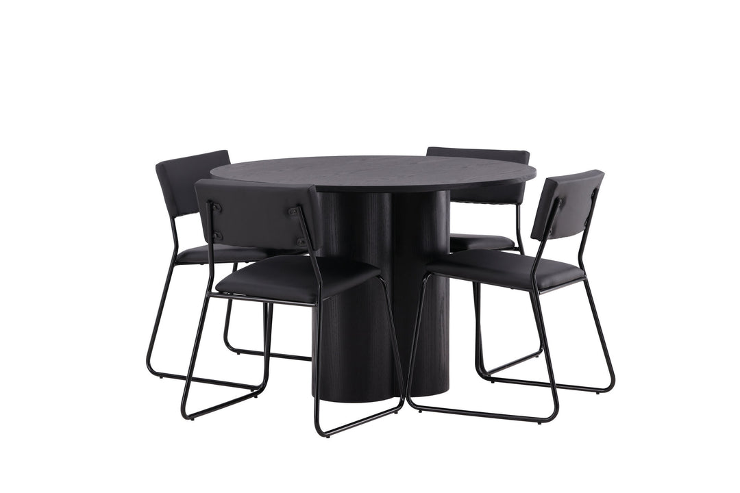 Venture Home OliviaDiningTable-Black/BlackVeneer+KenthChair-Black/BlackPU_4