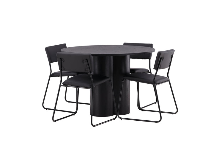 Venture Home OliviaDiningTable-Black/BlackVeneer+KenthChair-Black/BlackPU_4