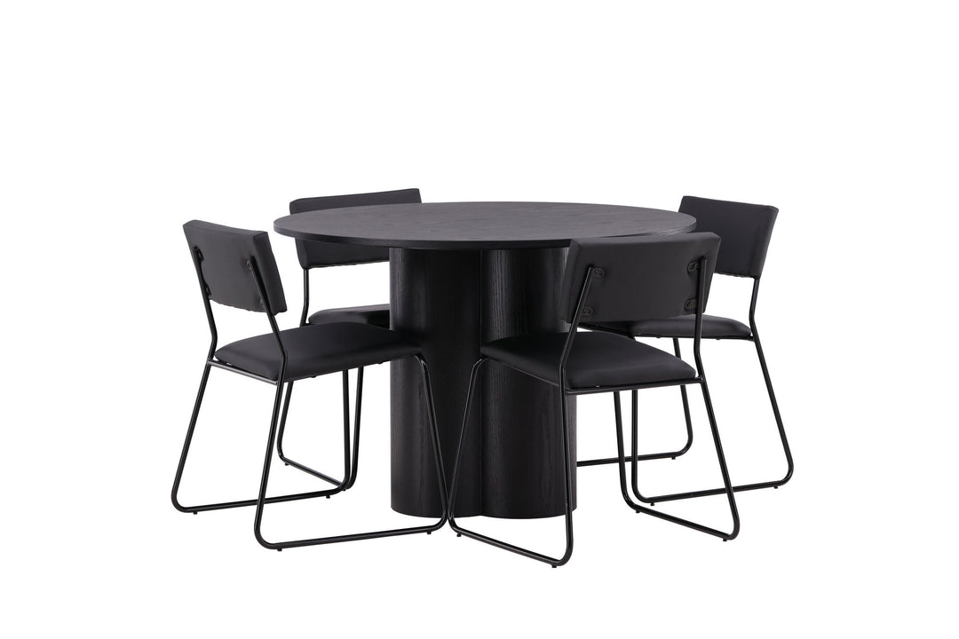 Venture Home OliviaDiningTable-Black/BlackVeneer+KenthChair-Black/BlackPU_4