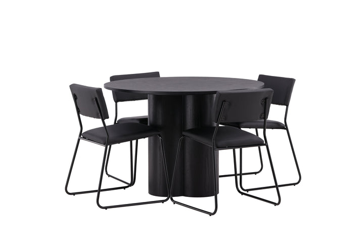 Venture Home OliviaDiningTable-Black/BlackVeneer+KenthChair-Black/BlackPU_4