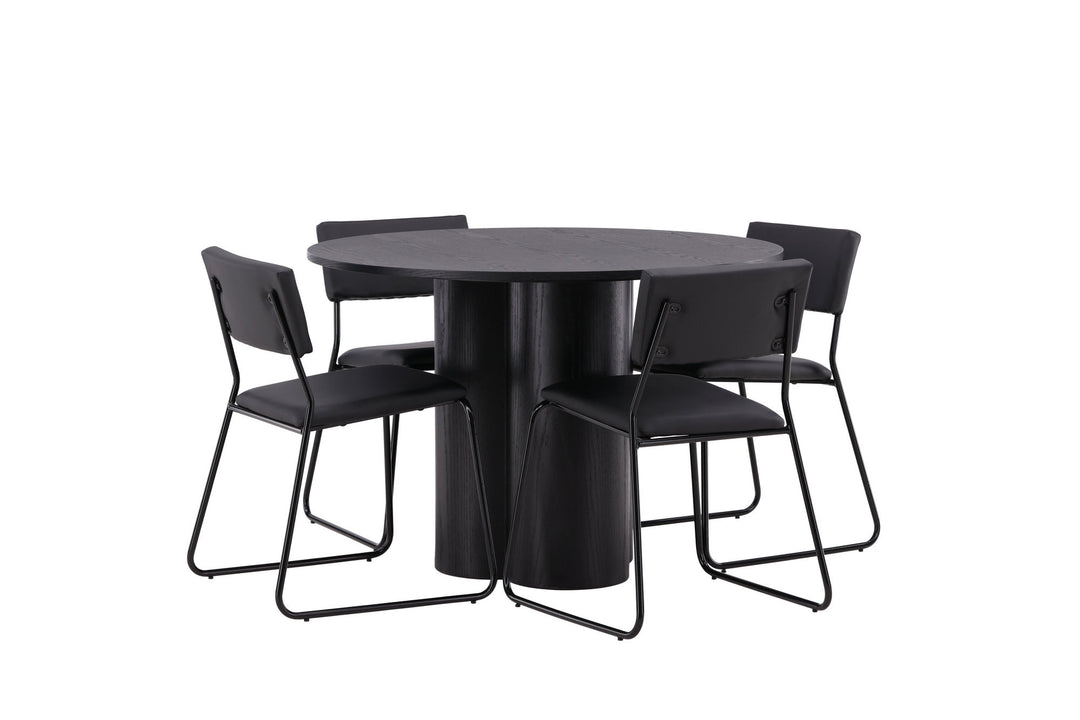 Venture Home OliviaDiningTable-Black/BlackVeneer+KenthChair-Black/BlackPU_4