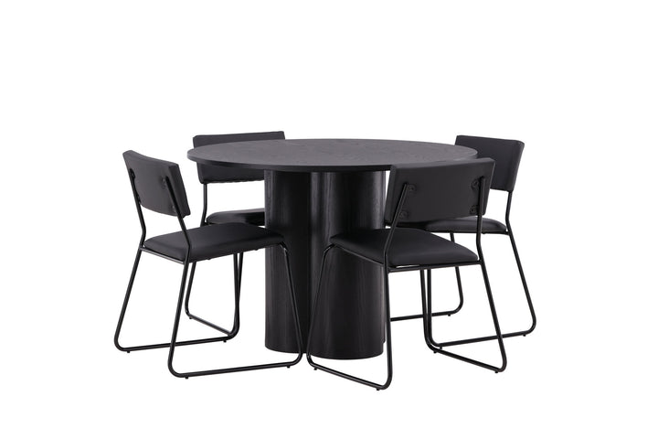 Venture Home OliviaDiningTable-Black/BlackVeneer+KenthChair-Black/BlackPU_4