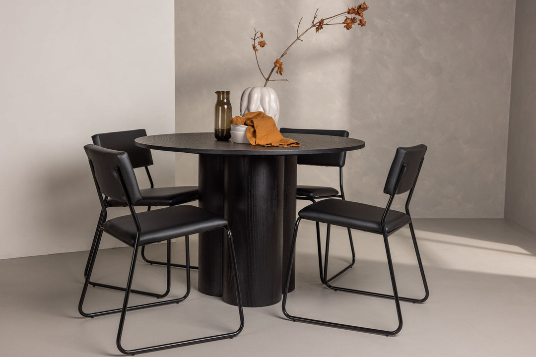 Venture Home OliviaDiningTable-Black/BlackVeneer+KenthChair-Black/BlackPU_4