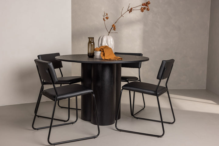 Venture Home OliviaDiningTable-Black/BlackVeneer+KenthChair-Black/BlackPU_4