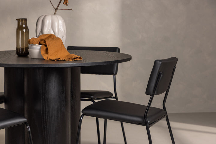Venture Home OliviaDiningTable-Black/BlackVeneer+KenthChair-Black/BlackPU_4