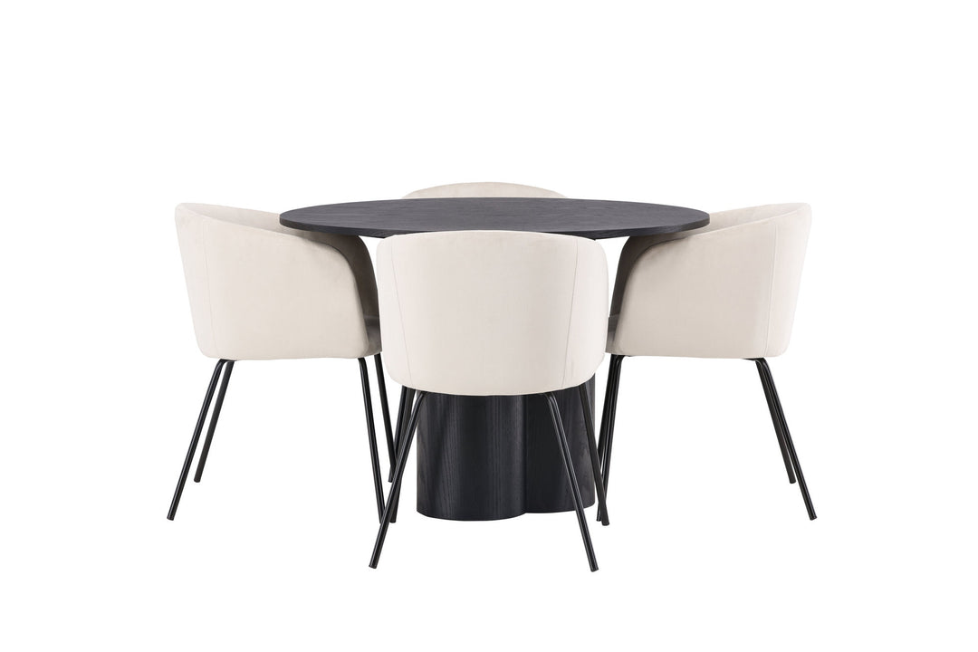Venture Home OliviaDiningTable-Black/BlackVeneer+BeritChair-Black/BeigeVelvet_4