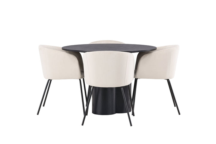 Venture Home OliviaDiningTable-Black/BlackVeneer+BeritChair-Black/BeigeVelvet_4