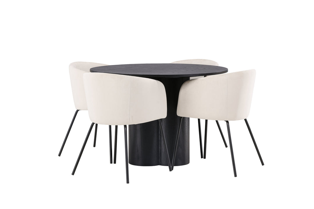 Venture Home OliviaDiningTable-Black/BlackVeneer+BeritChair-Black/BeigeVelvet_4