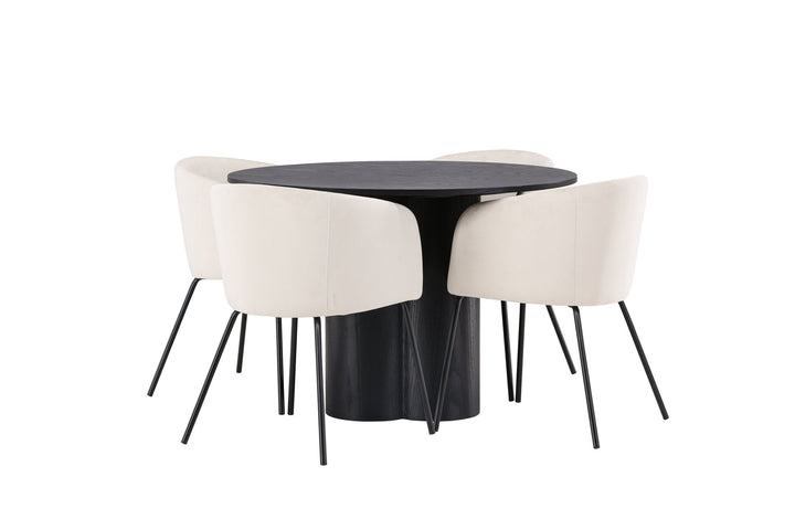 Venture Home OliviaDiningTable-Black/BlackVeneer+BeritChair-Black/BeigeVelvet_4