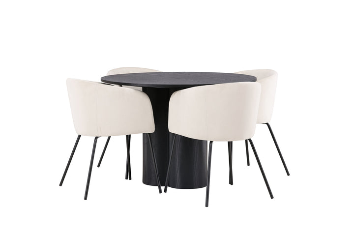 Venture Home OliviaDiningTable-Black/BlackVeneer+BeritChair-Black/BeigeVelvet_4