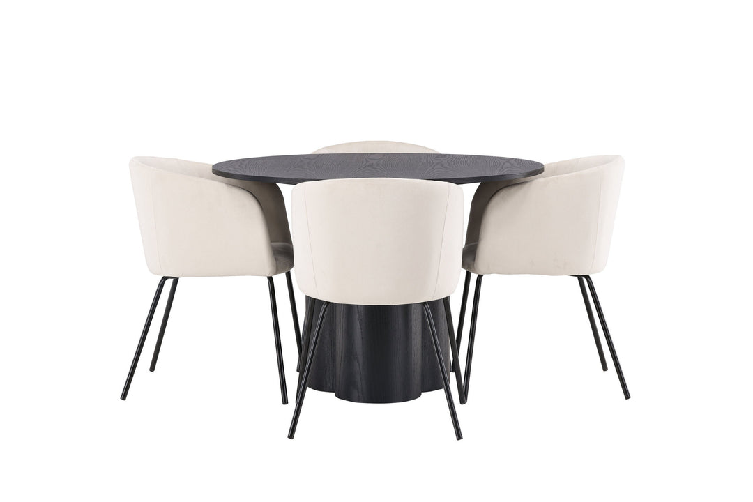 Venture Home OliviaDiningTable-Black/BlackVeneer+BeritChair-Black/BeigeVelvet_4