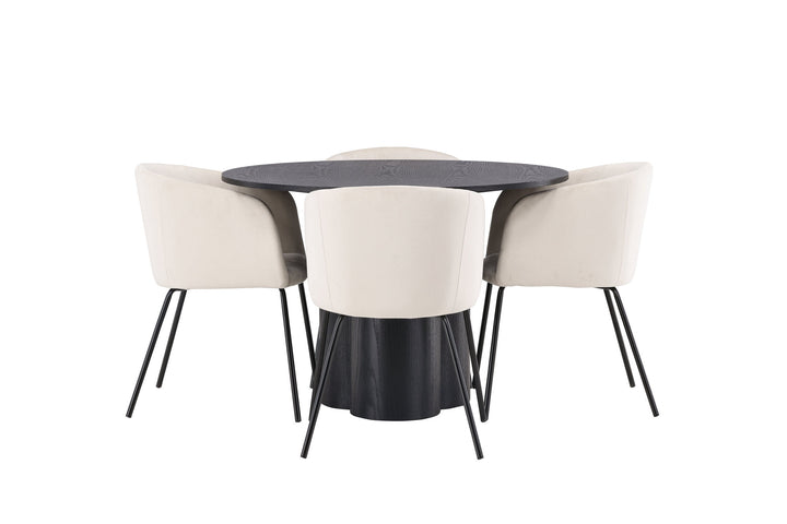 Venture Home OliviaDiningTable-Black/BlackVeneer+BeritChair-Black/BeigeVelvet_4