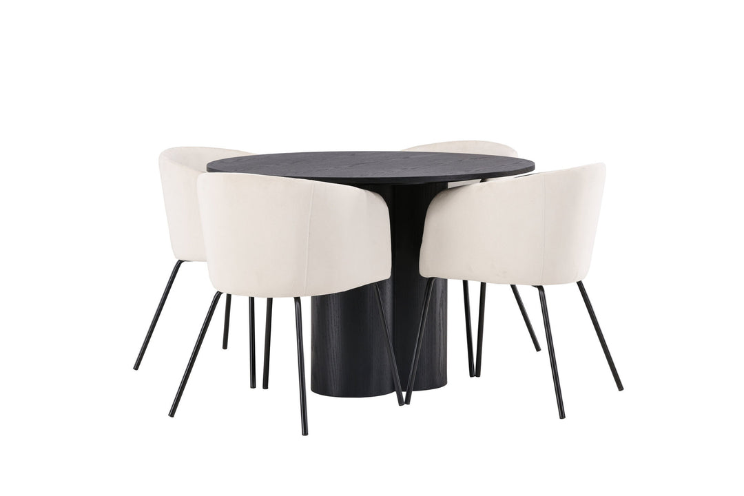Venture Home OliviaDiningTable-Black/BlackVeneer+BeritChair-Black/BeigeVelvet_4