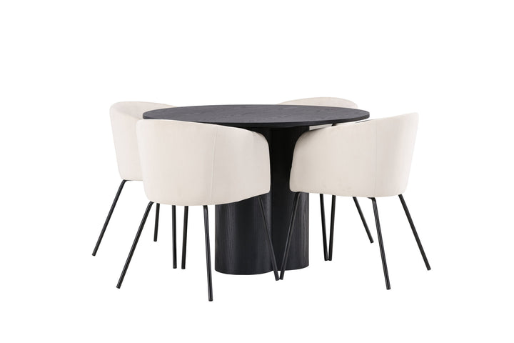 Venture Home OliviaDiningTable-Black/BlackVeneer+BeritChair-Black/BeigeVelvet_4