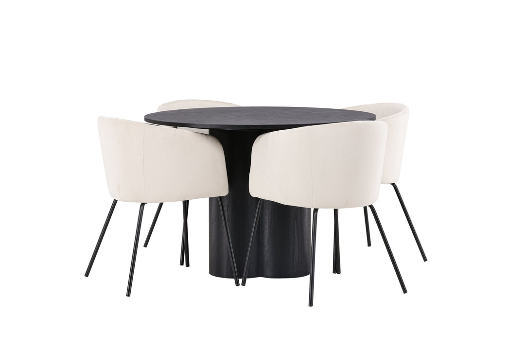 Venture Home OliviaDiningTable-Black/BlackVeneer+BeritChair-Black/BeigeVelvet_4