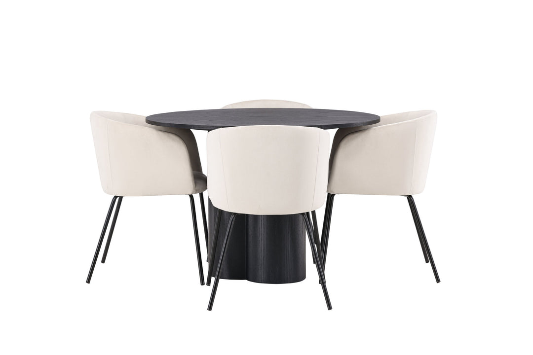 Venture Home OliviaDiningTable-Black/BlackVeneer+BeritChair-Black/BeigeVelvet_4