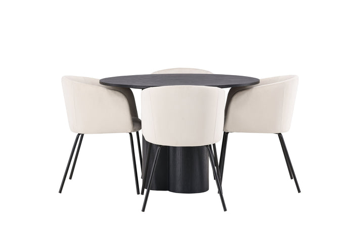 Venture Home OliviaDiningTable-Black/BlackVeneer+BeritChair-Black/BeigeVelvet_4