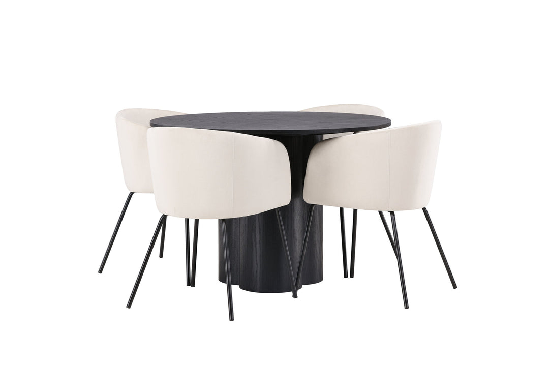 Venture Home OliviaDiningTable-Black/BlackVeneer+BeritChair-Black/BeigeVelvet_4