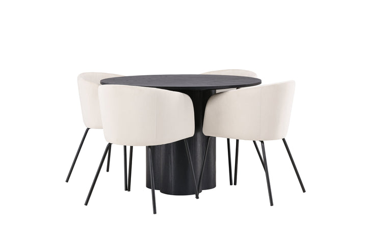 Venture Home OliviaDiningTable-Black/BlackVeneer+BeritChair-Black/BeigeVelvet_4