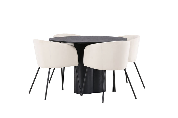 Venture Home OliviaDiningTable-Black/BlackVeneer+BeritChair-Black/BeigeVelvet_4