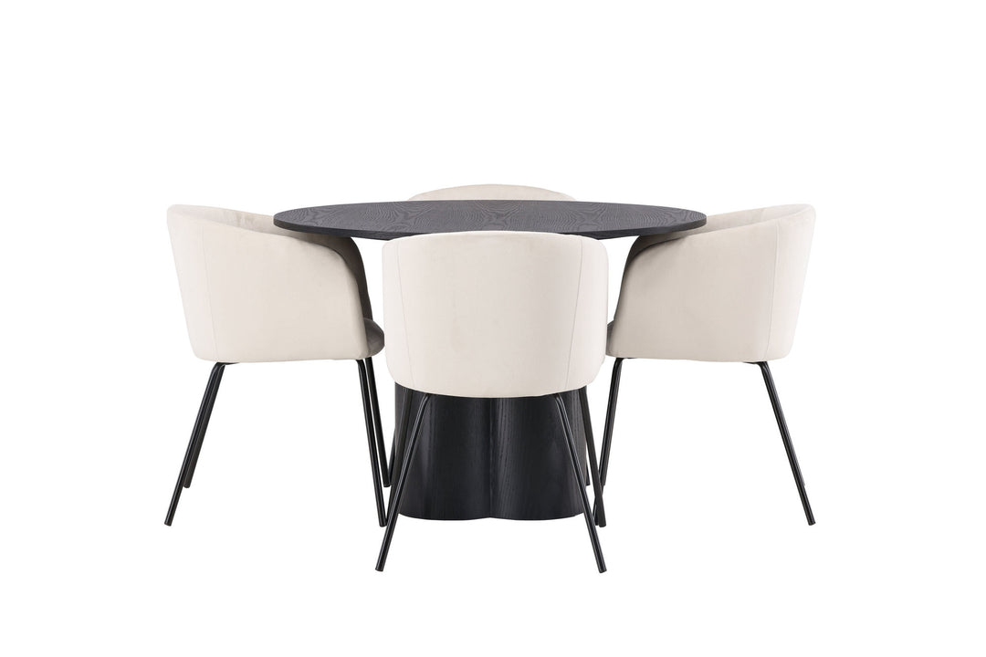 Venture Home OliviaDiningTable-Black/BlackVeneer+BeritChair-Black/BeigeVelvet_4