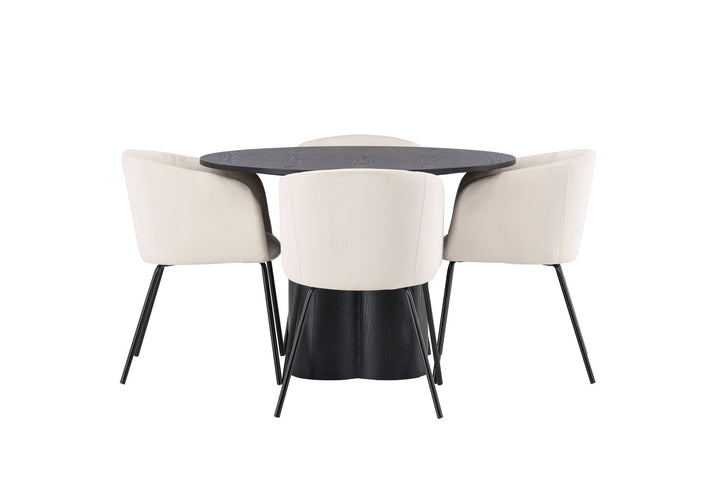 Venture Home OliviaDiningTable-Black/BlackVeneer+BeritChair-Black/BeigeVelvet_4