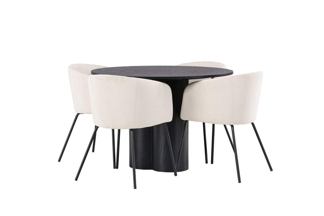 Venture Home OliviaDiningTable-Black/BlackVeneer+BeritChair-Black/BeigeVelvet_4