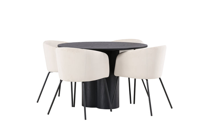 Venture Home OliviaDiningTable-Black/BlackVeneer+BeritChair-Black/BeigeVelvet_4