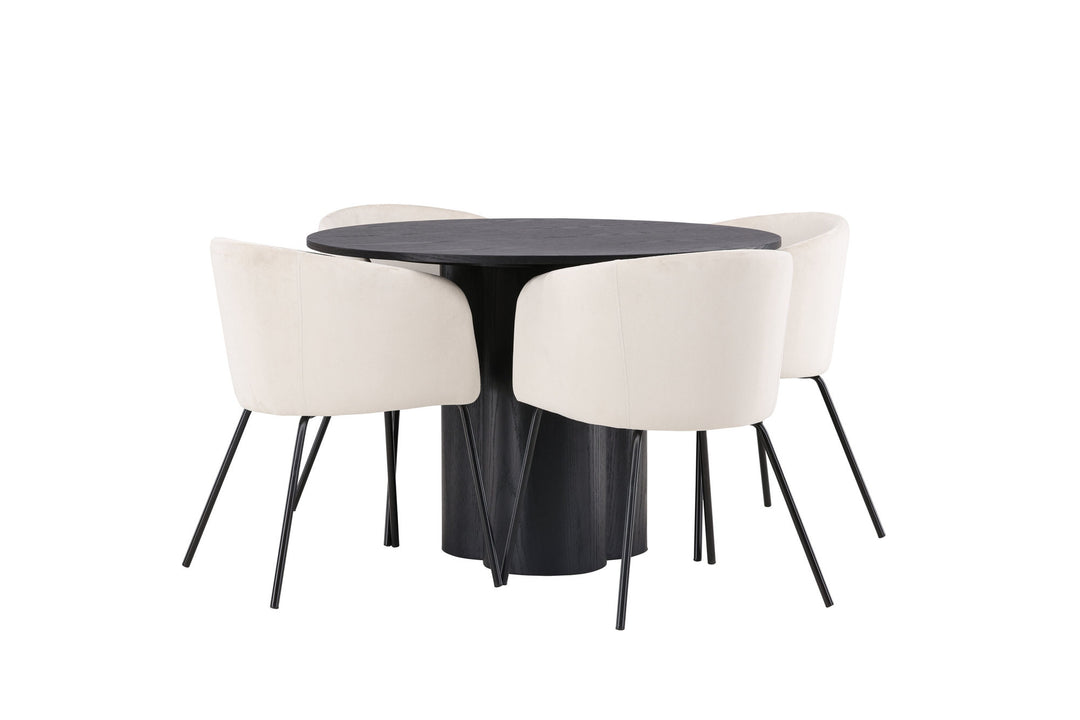 Venture Home OliviaDiningTable-Black/BlackVeneer+BeritChair-Black/BeigeVelvet_4