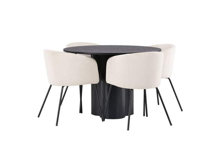 Venture Home OliviaDiningTable-Black/BlackVeneer+BeritChair-Black/BeigeVelvet_4