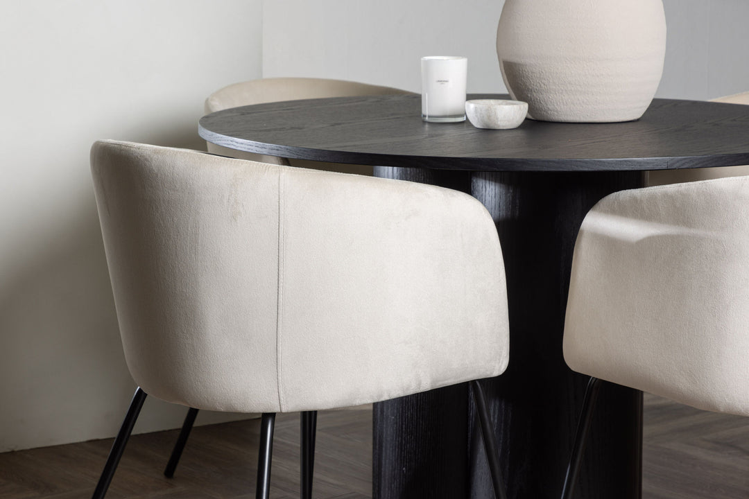 Venture Home OliviaDiningTable-Black/BlackVeneer+BeritChair-Black/BeigeVelvet_4