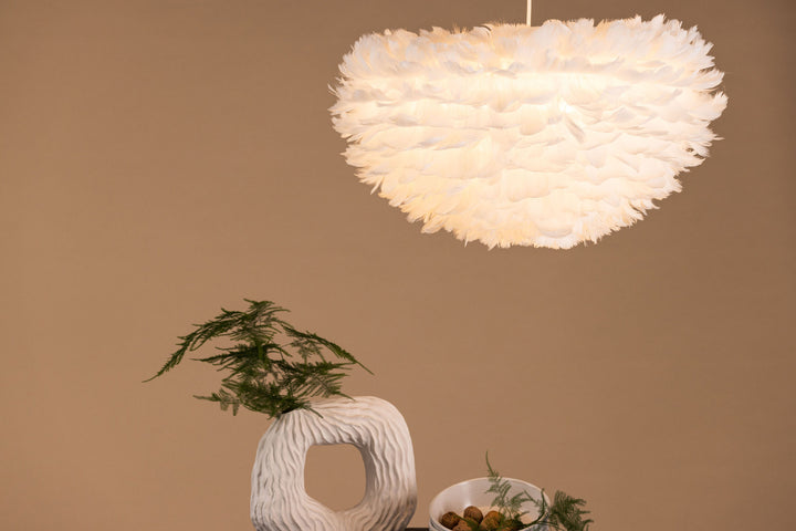 Venture Home Nicola - Large Pendant Lamp - White / White artificial feather
