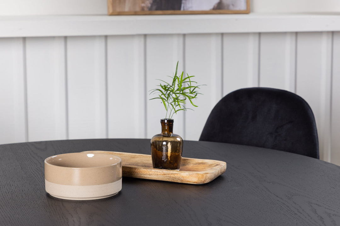 Venture Home Bootcut Round Dining Table - Black / Black Fanéer +Polar Dining Chair - Black legs / Black Velvet _4