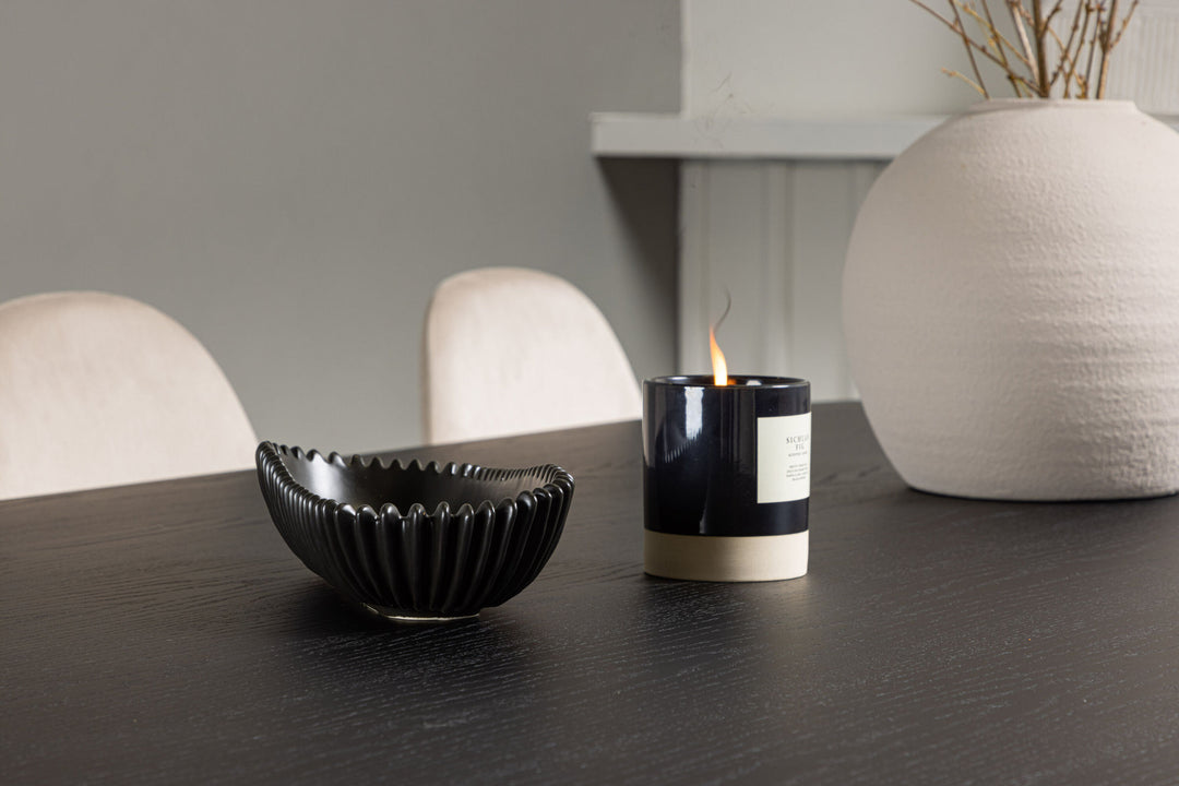 Venture Home Bootcut Oval Dining Table - Black / Black Fanéer +Polar Dining Chair - Black legs / Beige Velvet _6