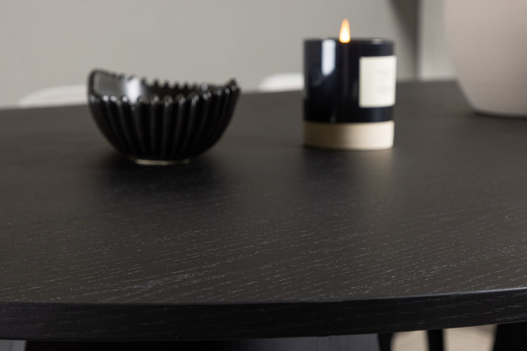 Venture Home Bootcut Oval Dining Table - Black / Black Fanéer +Velvet Dining Chair - Light Grey / Black _6