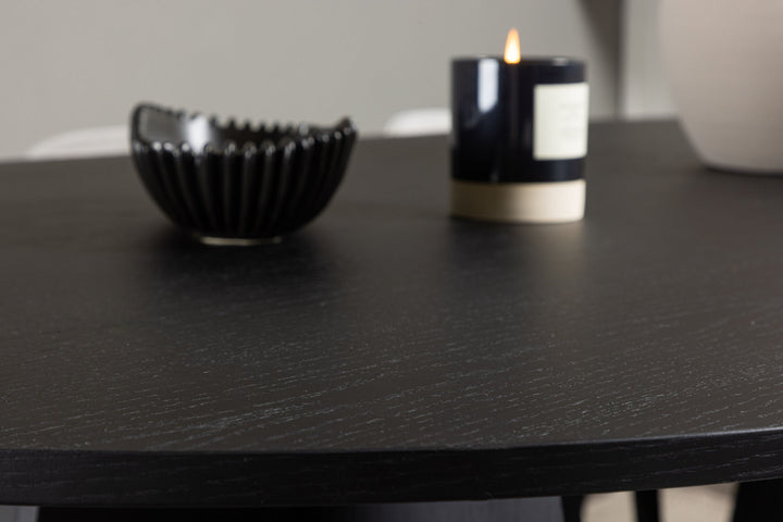 Venture Home Bootcut Oval Dining Table - Black / Black Fanéer +Velvet Dining Chair - Light Grey / Black _6