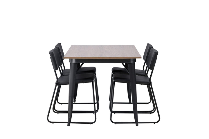 Venture Home Tempe Dining Table - Black / Walnut MDF +Kenth Chair - Black / Black PU _4