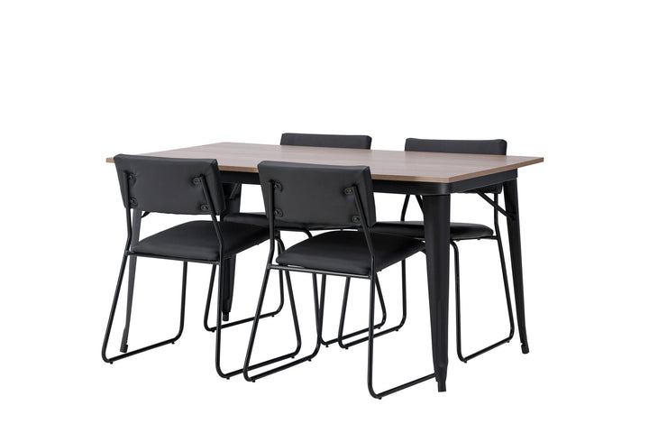 Venture Home Tempe Dining Table - Black / Walnut MDF +Kenth Chair - Black / Black PU _4