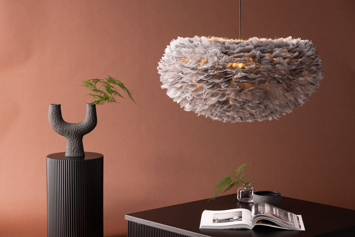 Venture Home Nicola - X-Large Pendant Lamp - Black / Grey artificial feather