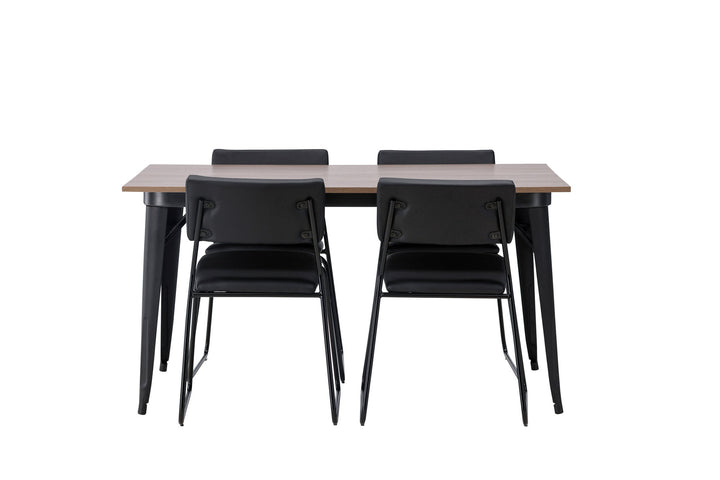 Venture Home Tempe Dining Table - Black / Walnut MDF +Kenth Chair - Black / Black PU _4