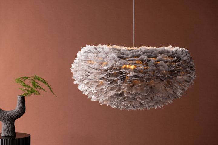 Venture Home Nicola - X-Large Pendant Lamp - Black / Grey artificial feather