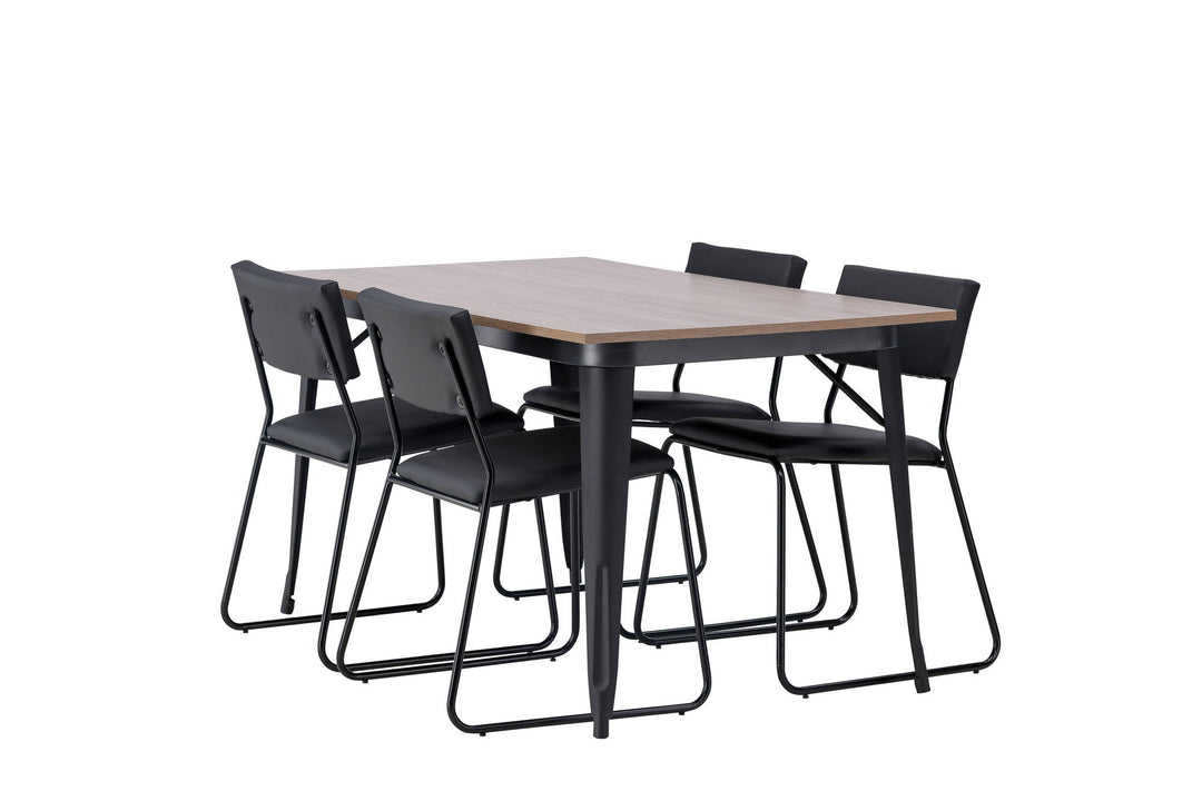 Venture Home Tempe Dining Table - Black / Walnut MDF +Kenth Chair - Black / Black PU _4