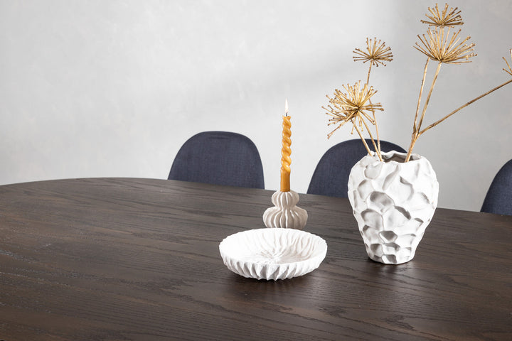 Venture Home Stone oval Dining Table - Black / Mocca Veneer +Polar Dining Chair - Black Legs - Black Fabric _6