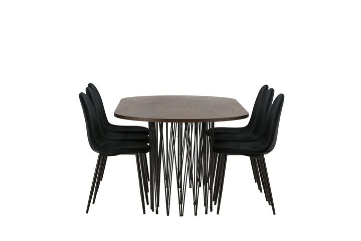 Venture Home Stone oval Dining Table - Black / Mocca Veneer +Polar Dining Chair - Black legs / Black Velvet _6
