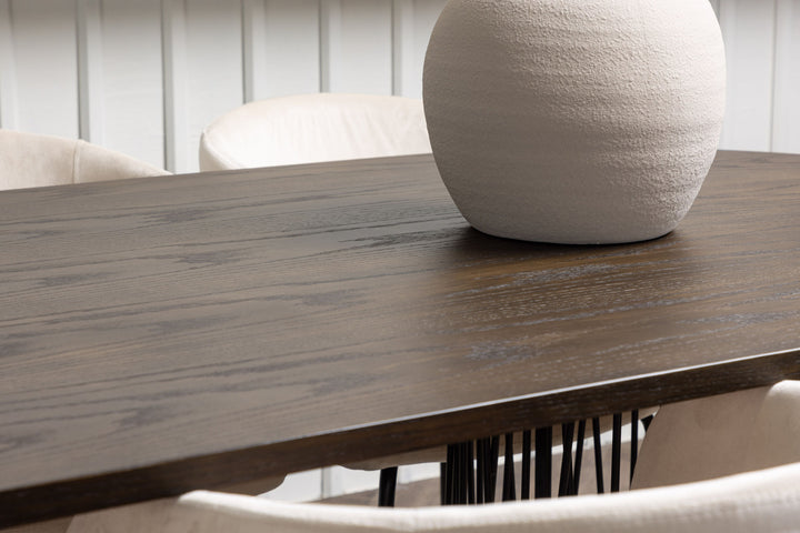 Venture Home Stone oval Dining Table - Black / Mocca Veneer +Berit Chair - Black / Beige Velvet _6