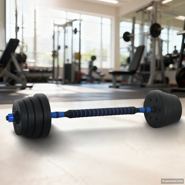 2-i-1 Håndvægt Barbell Sæt 30 kg Sort og Blå Cement og jernsand