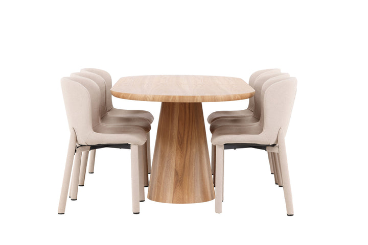 Venture Home Stjärnö Table - Nature with 6 Astoria Chair - Beige