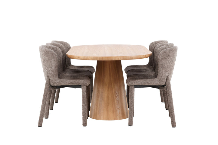 Venture Home Stjärnö Table - Nature with 6 Astoria Chair - Brown