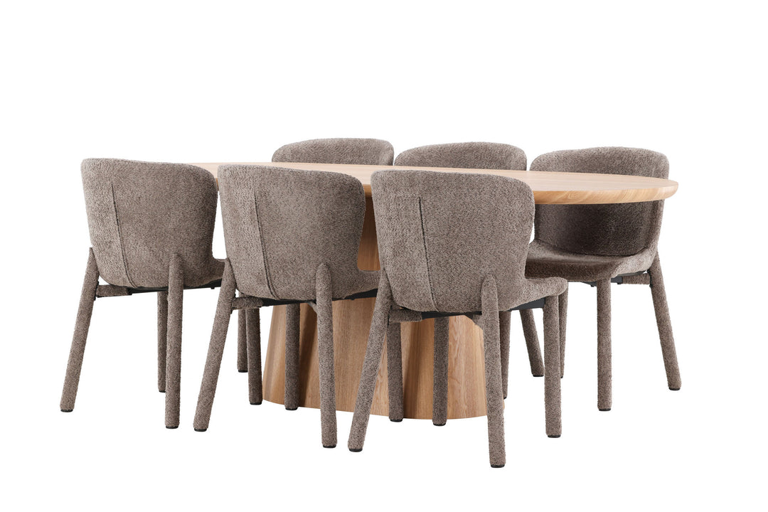 Venture Home Stjärnö Table - Nature with 6 Astoria Chair - Brown